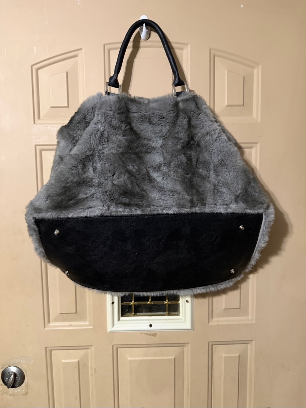 Gray Faux Fur with black handles
**large enough for a gym, travel or laundry bag - Picture 3 of 5